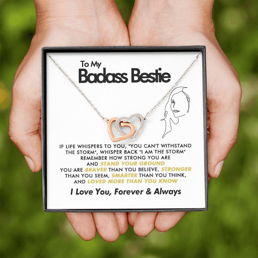 To My Badass Bestie - Braver - Interlocking Hearts Necklace - Everyoou