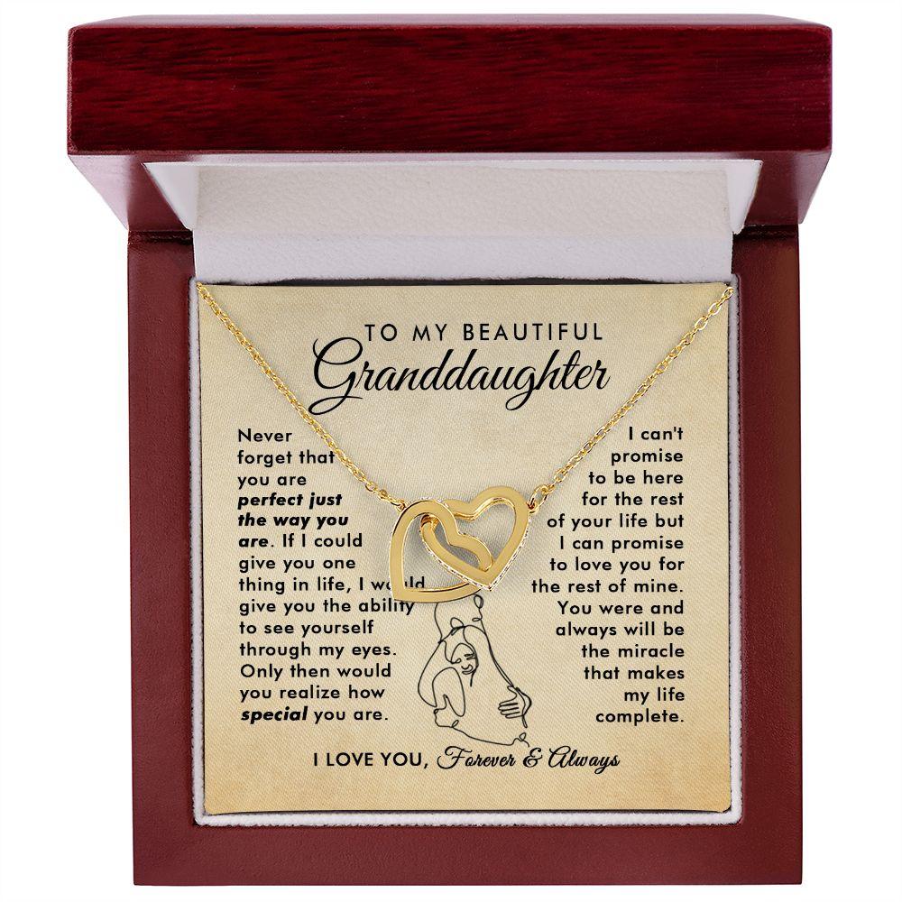 To My Beautiful Granddaughter - Rest Of My Life - Interlocking Hearts Necklace - Everyoou