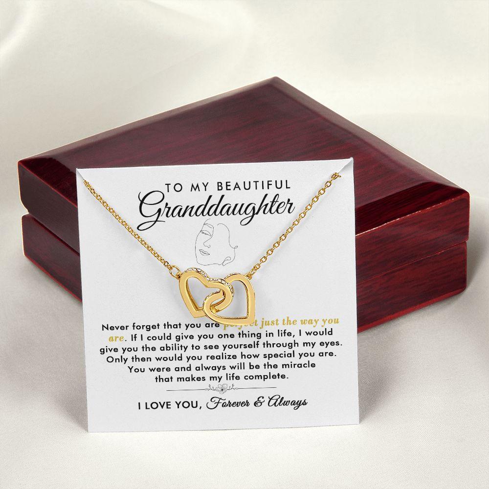 To My Beautiful Granddaughter - Forever - Interlocking Hearts Necklace - Everyoou