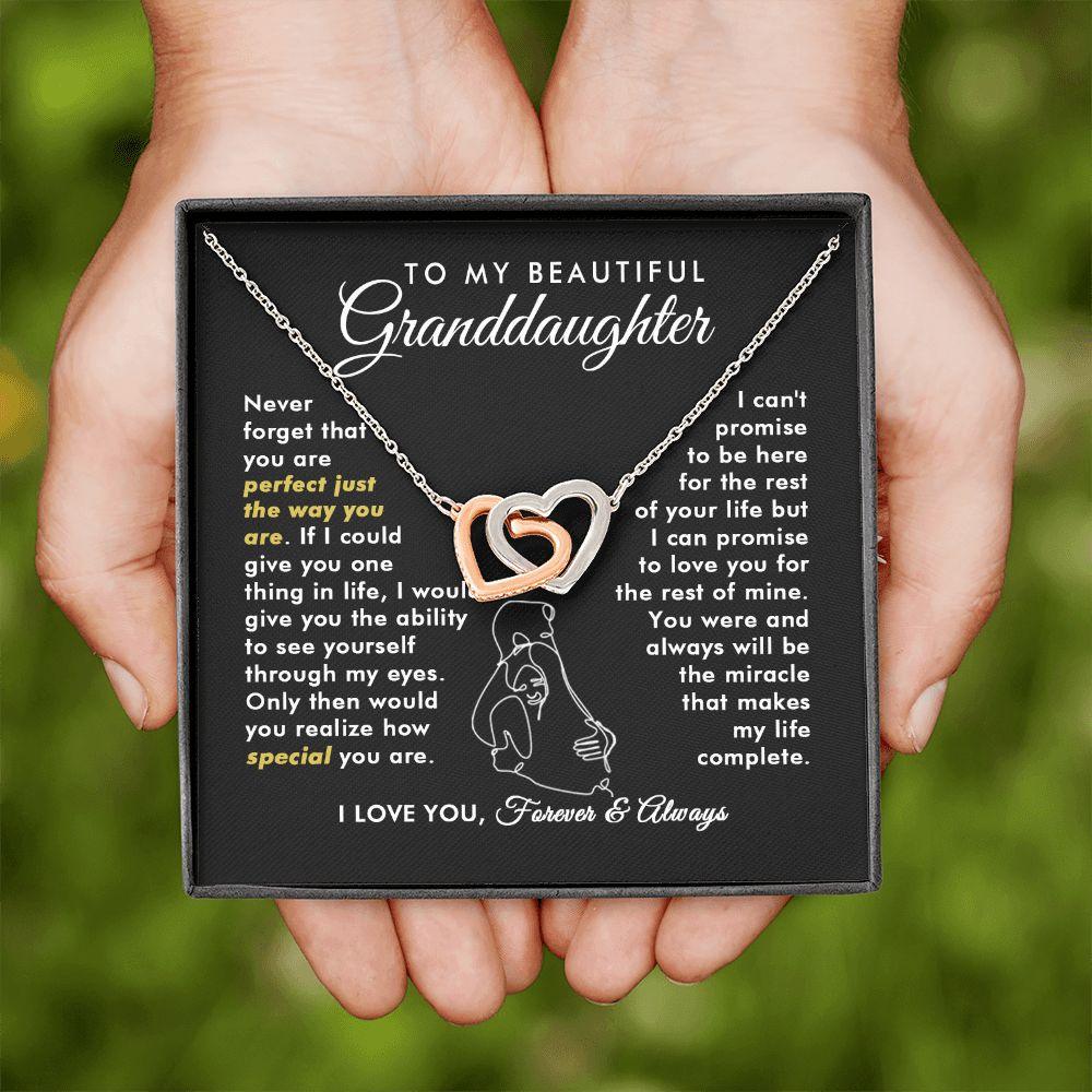 To My Beautiful Granddaughter - Promise - Interlocking Hearts Necklace - Everyoou