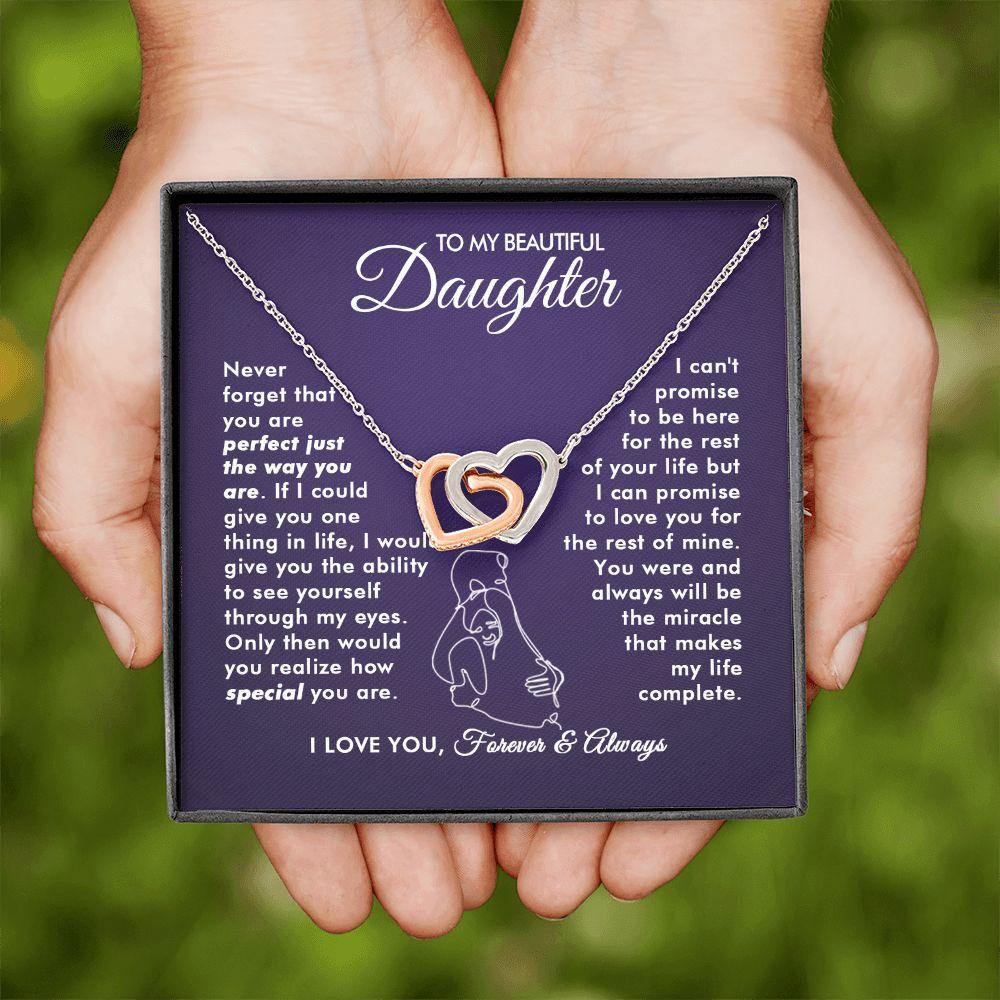 To My Beautiful Daughter - The Way You Are - Interlocking Hearts Necklace - Everyoou