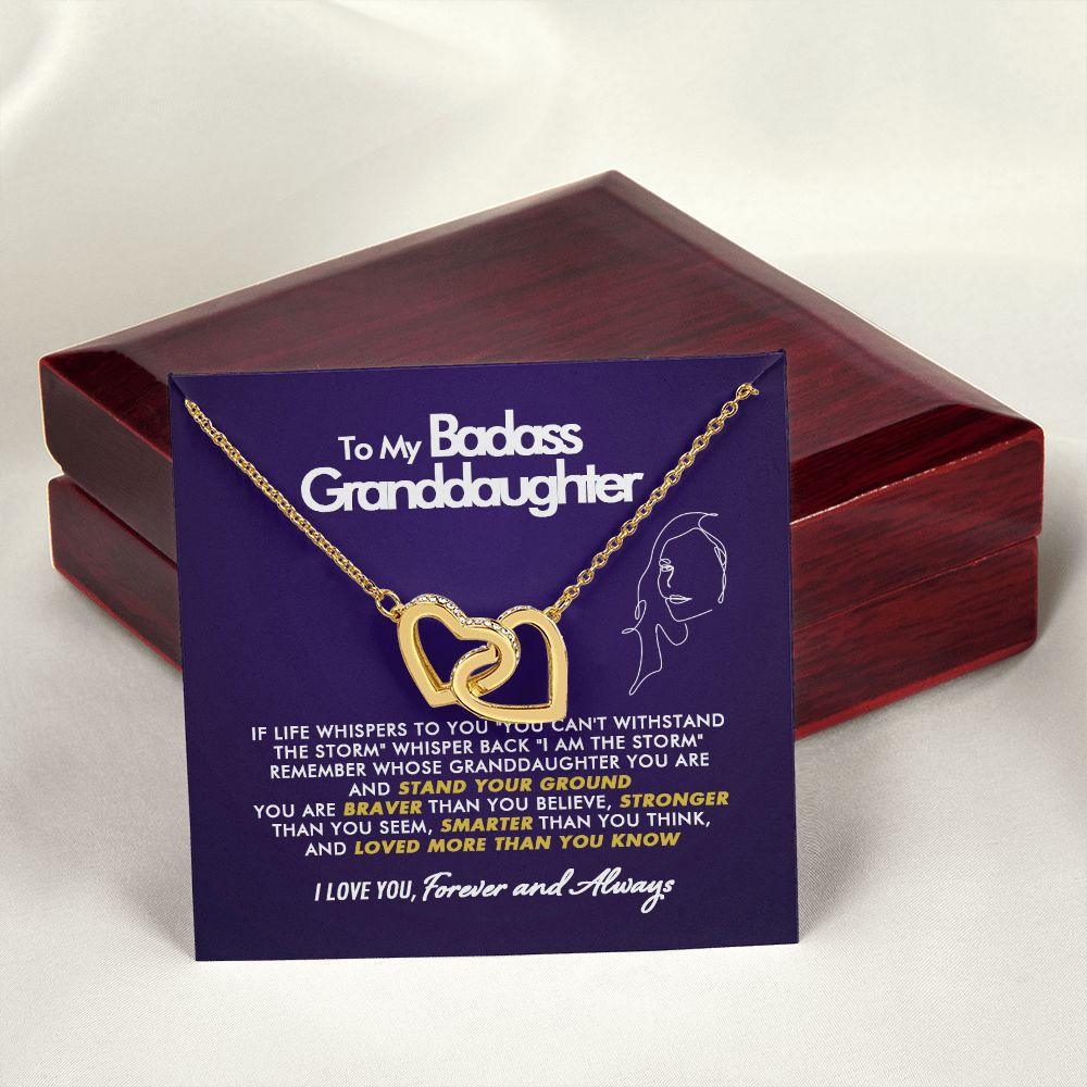 To My Badass Granddaughter - Braver - Interlocking Hearts Necklace - Everyoou