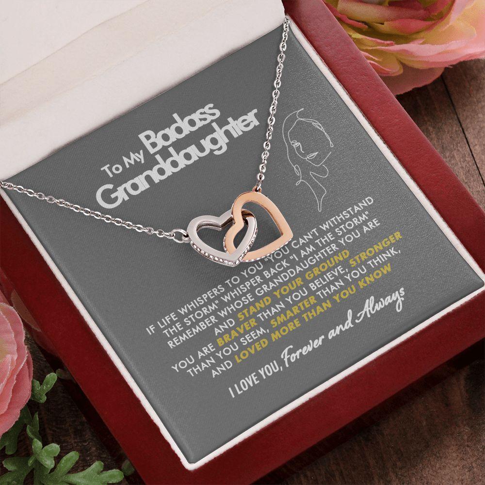 To My Badass Granddaughter - Stronger - Interlocking Hearts Necklace - Everyoou