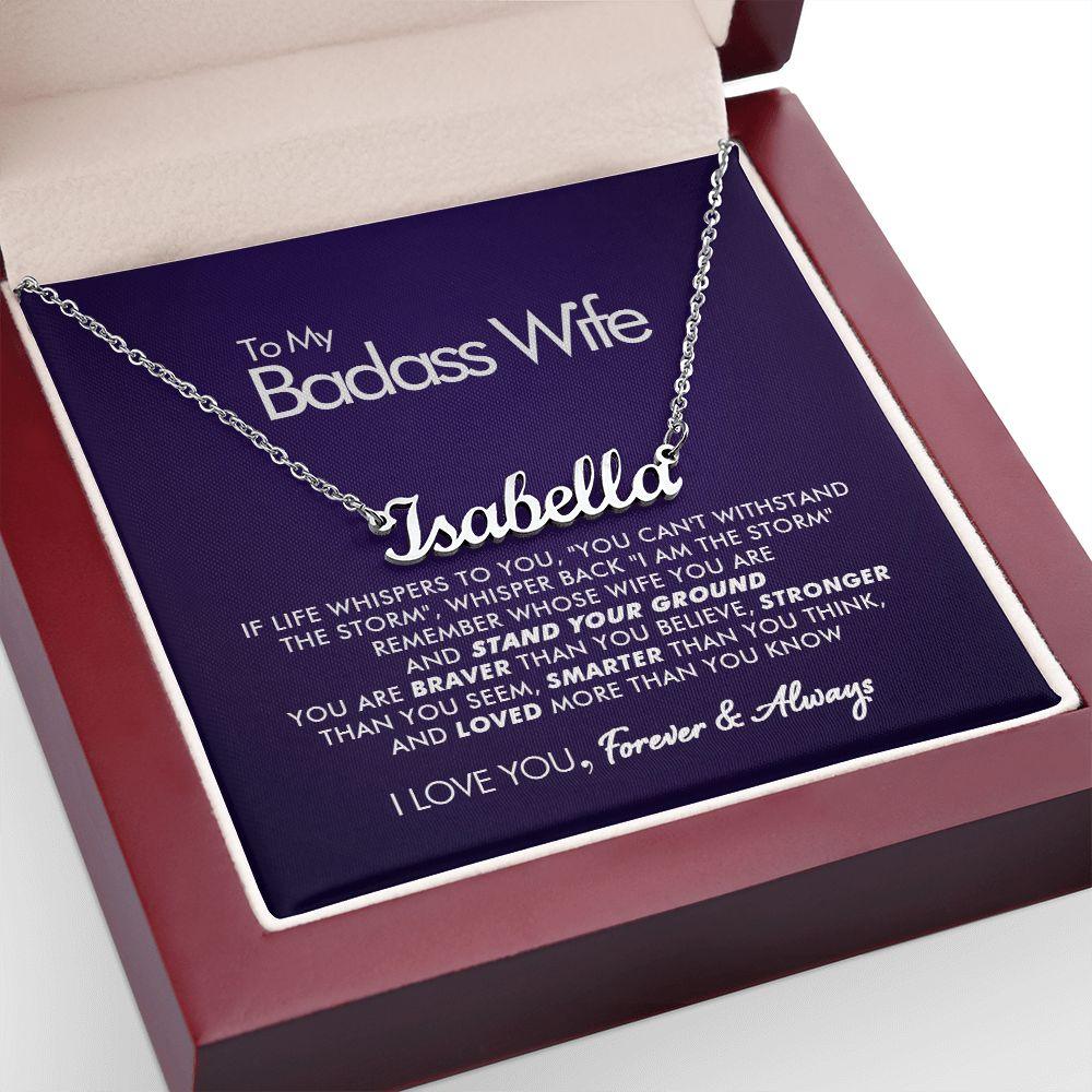 To My Badass Wife - Stronger - Personalized Name Necklace - Everyoou