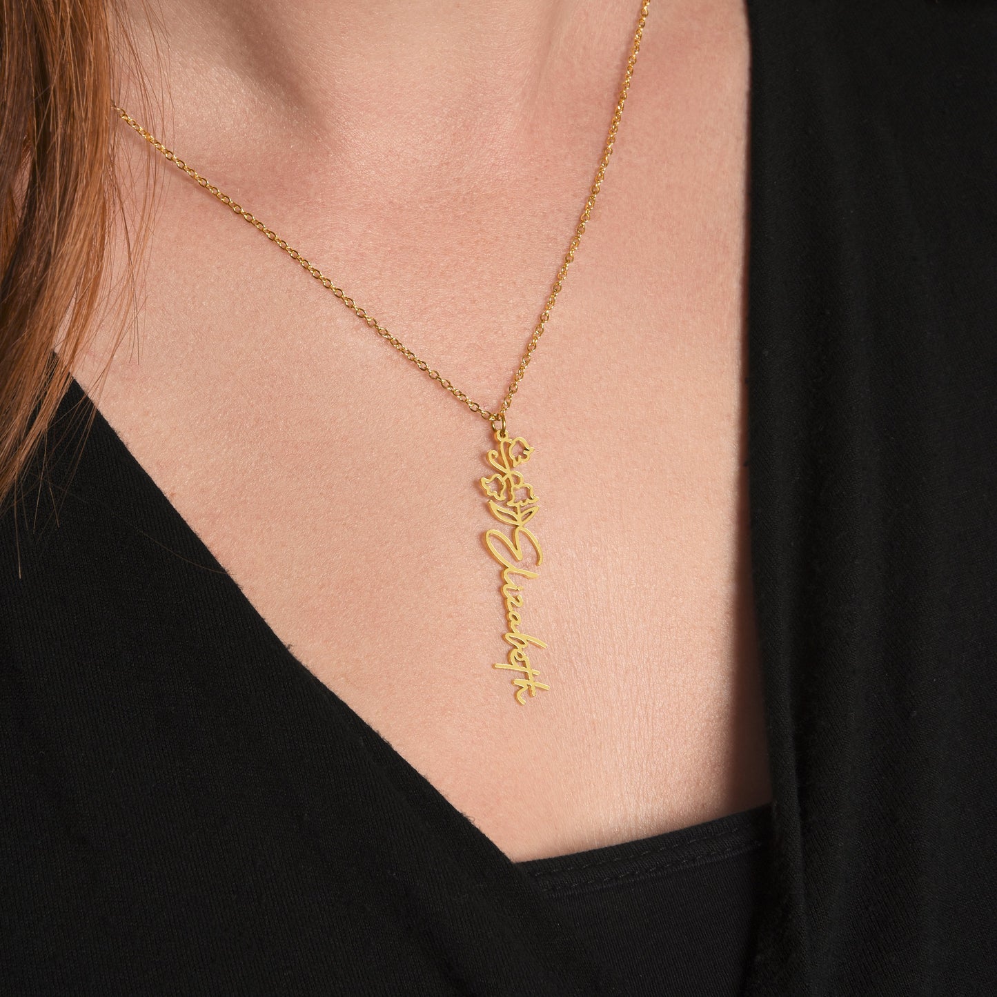 Birth Flower Name Necklace - Everyoou
