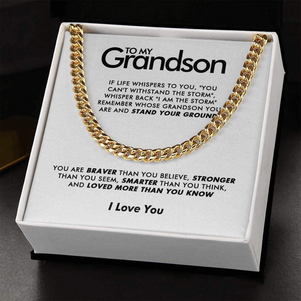 To My Grandson - Braver - Cuban Link Chain - Everyoou