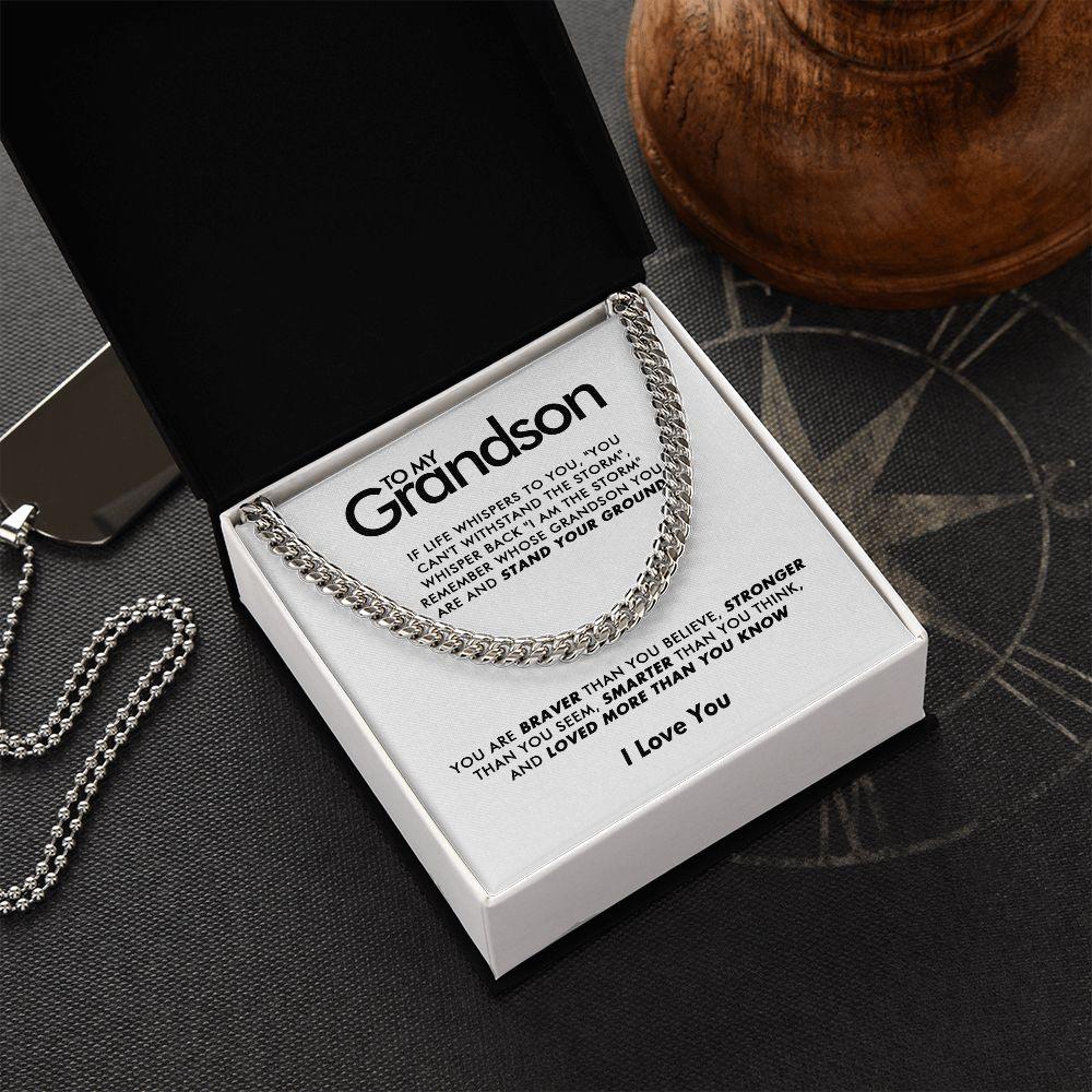 To My Grandson - Braver - Cuban Link Chain - Everyoou