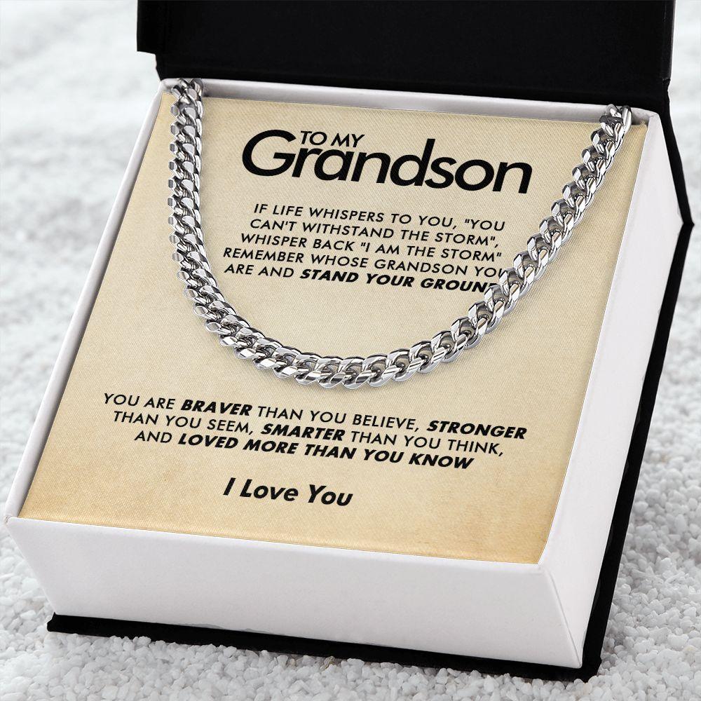 To My Grandson - Stronger - Cuban Link Chain - Everyoou