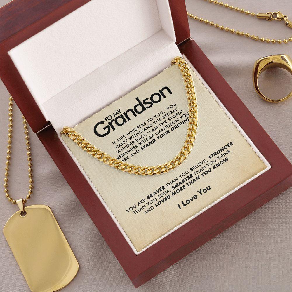 To My Grandson - Stronger - Cuban Link Chain - Everyoou