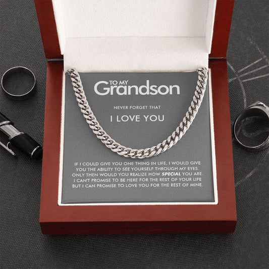 To My Grandson - Never Forget - Cuban Link Chain - Everyoou