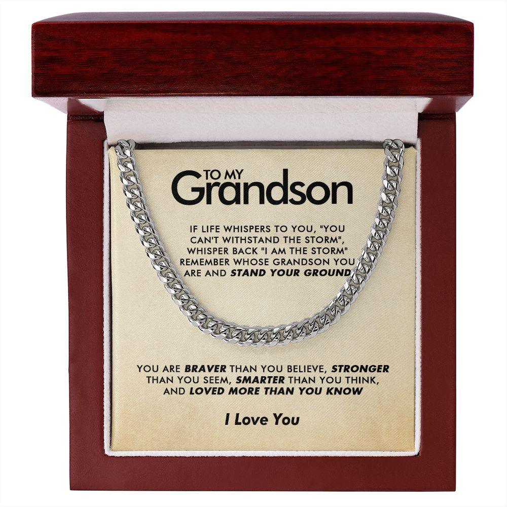 To My Grandson - Stronger - Cuban Link Chain - Everyoou