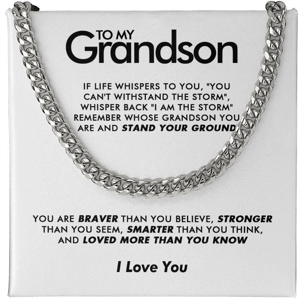 To My Grandson - Braver - Cuban Link Chain - Everyoou