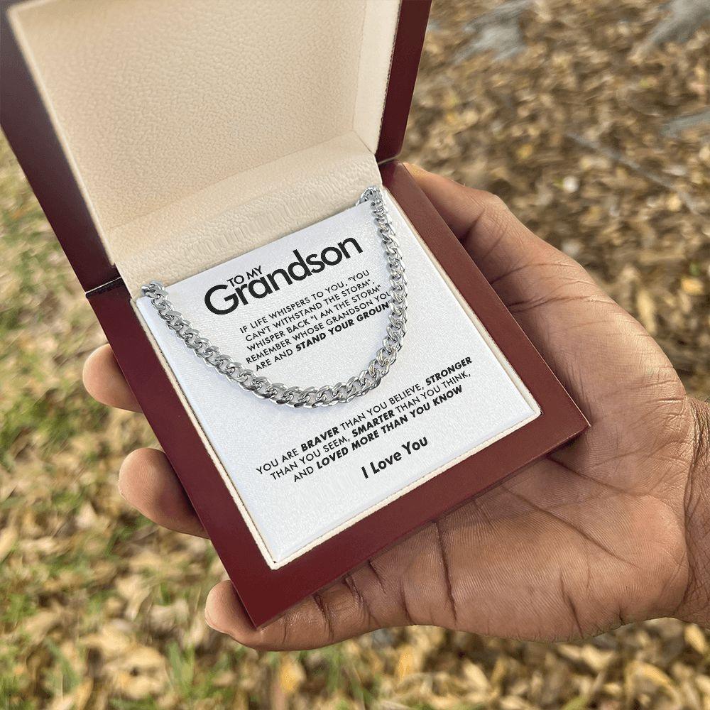 To My Grandson - Braver - Cuban Link Chain - Everyoou