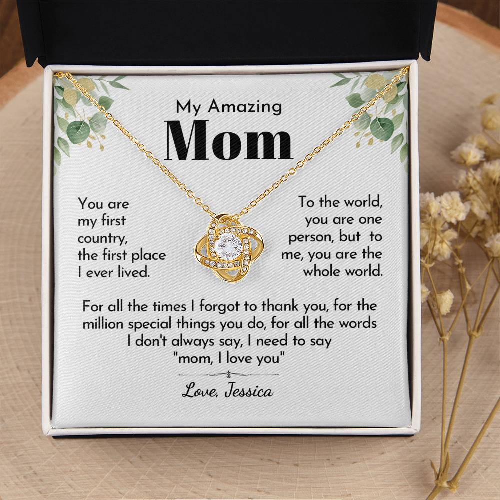 To My Mom - Whole World Love Knot Necklace