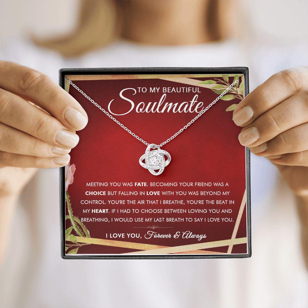 To My Beautiful Soulmate - Heartbeat - Love Knot Necklace - Everyoou