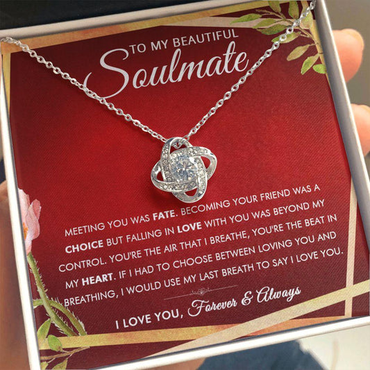 To My Beautiful Soulmate - Heartbeat - Love Knot Necklace - Everyoou