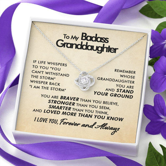 To My Badass Granddaughter - Braver - Love Knot Necklace - Everyoou