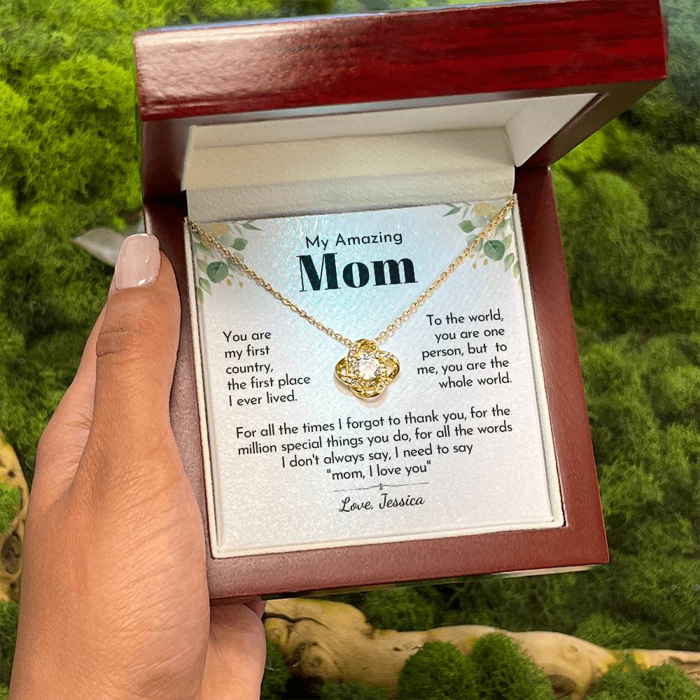 To My Mom - Whole World Love Knot Necklace