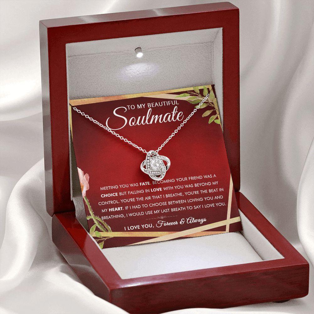 To My Beautiful Soulmate - Heartbeat - Love Knot Necklace - Everyoou