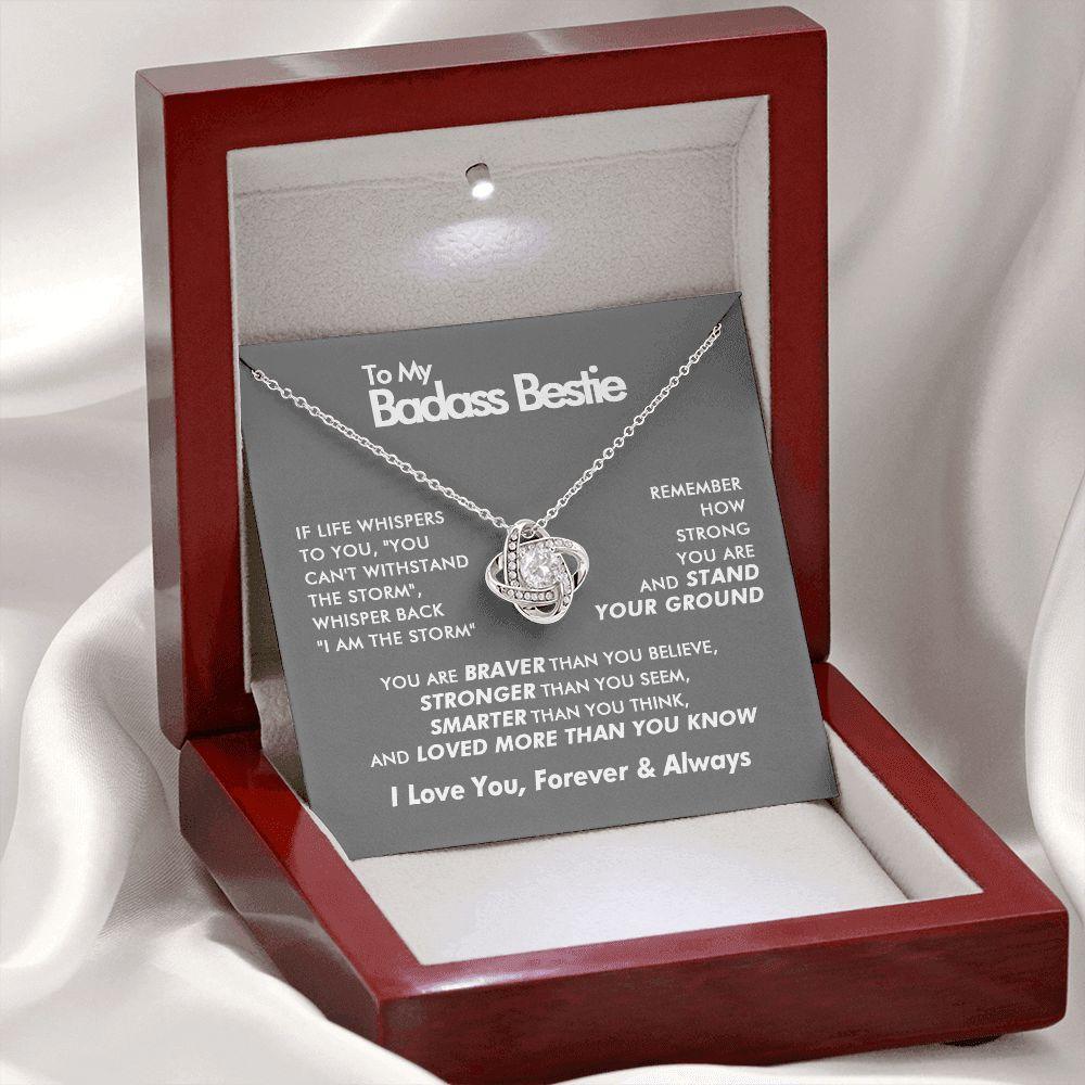 To My Badass Bestie - Stronger - Love Knot Necklace - Everyoou