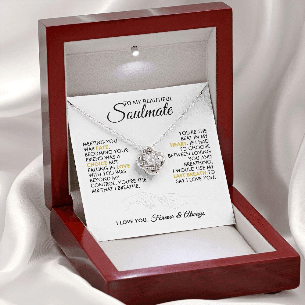 To My Beautiful Soulmate - Heartbeat - Love Knot Necklace - Everyoou