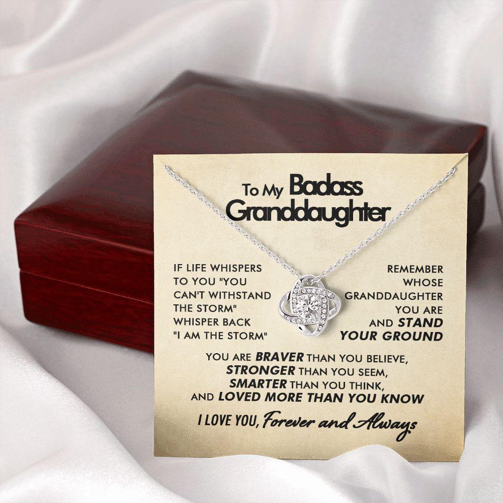 To My Badass Granddaughter - Braver - Love Knot Necklace - Everyoou