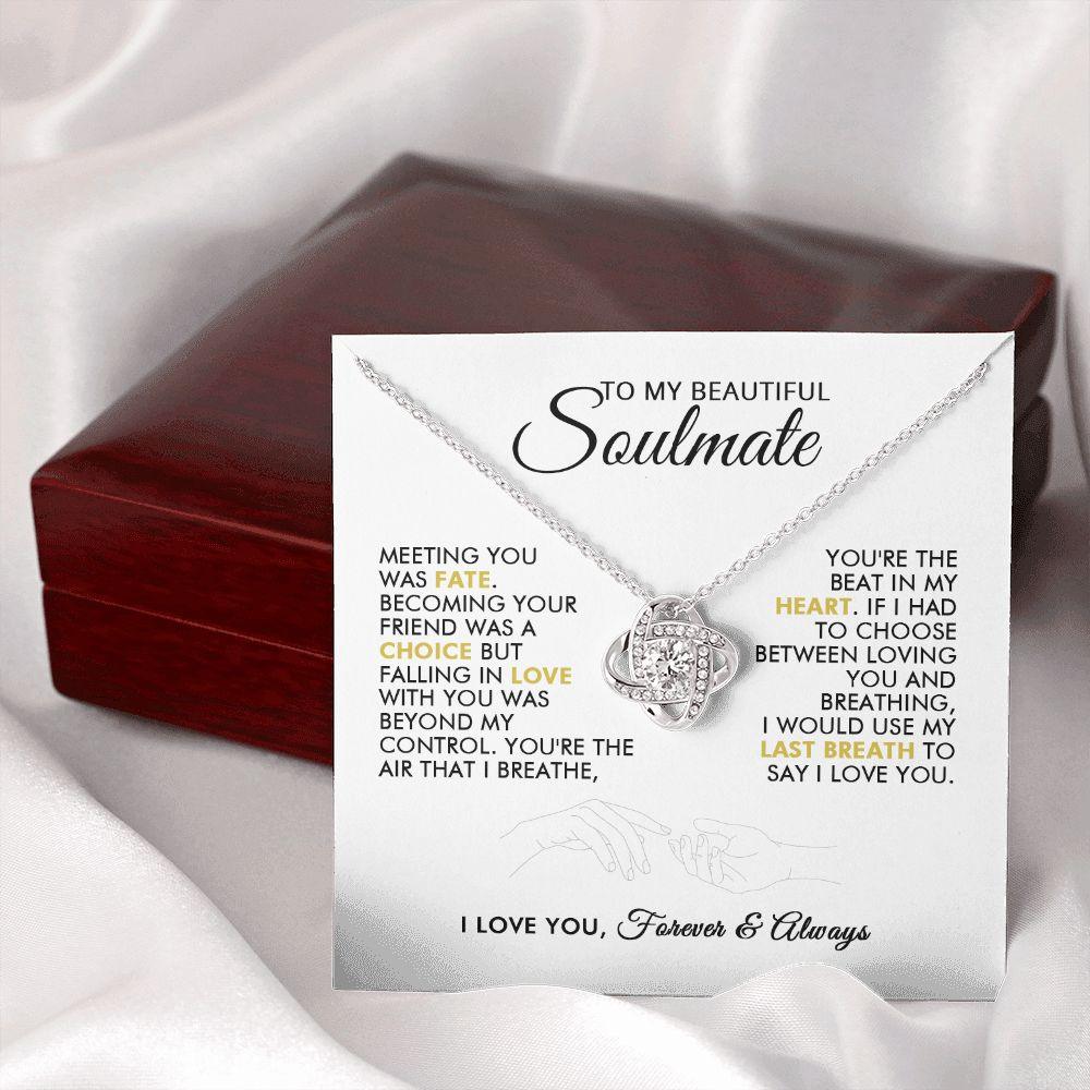 To My Beautiful Soulmate - Heartbeat - Love Knot Necklace - Everyoou