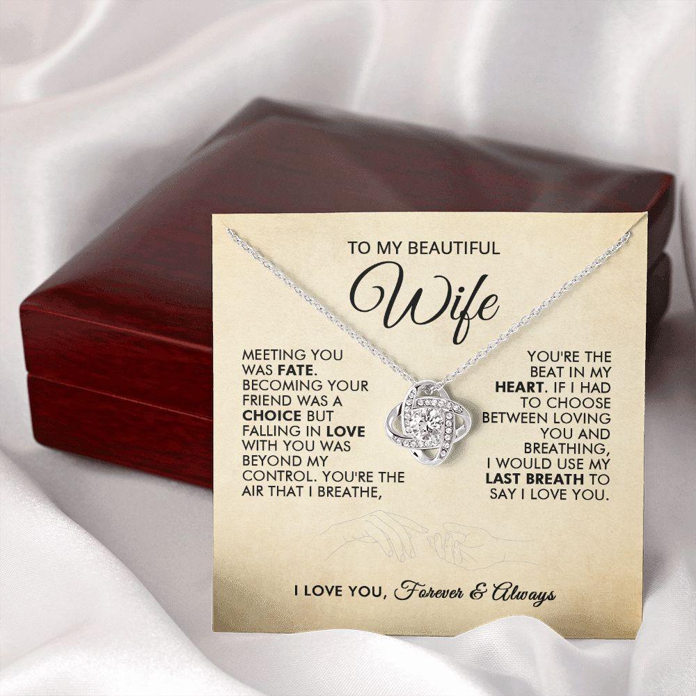 To My Beautiful Wife - Love You - Love Knot Necklace - Everyoou