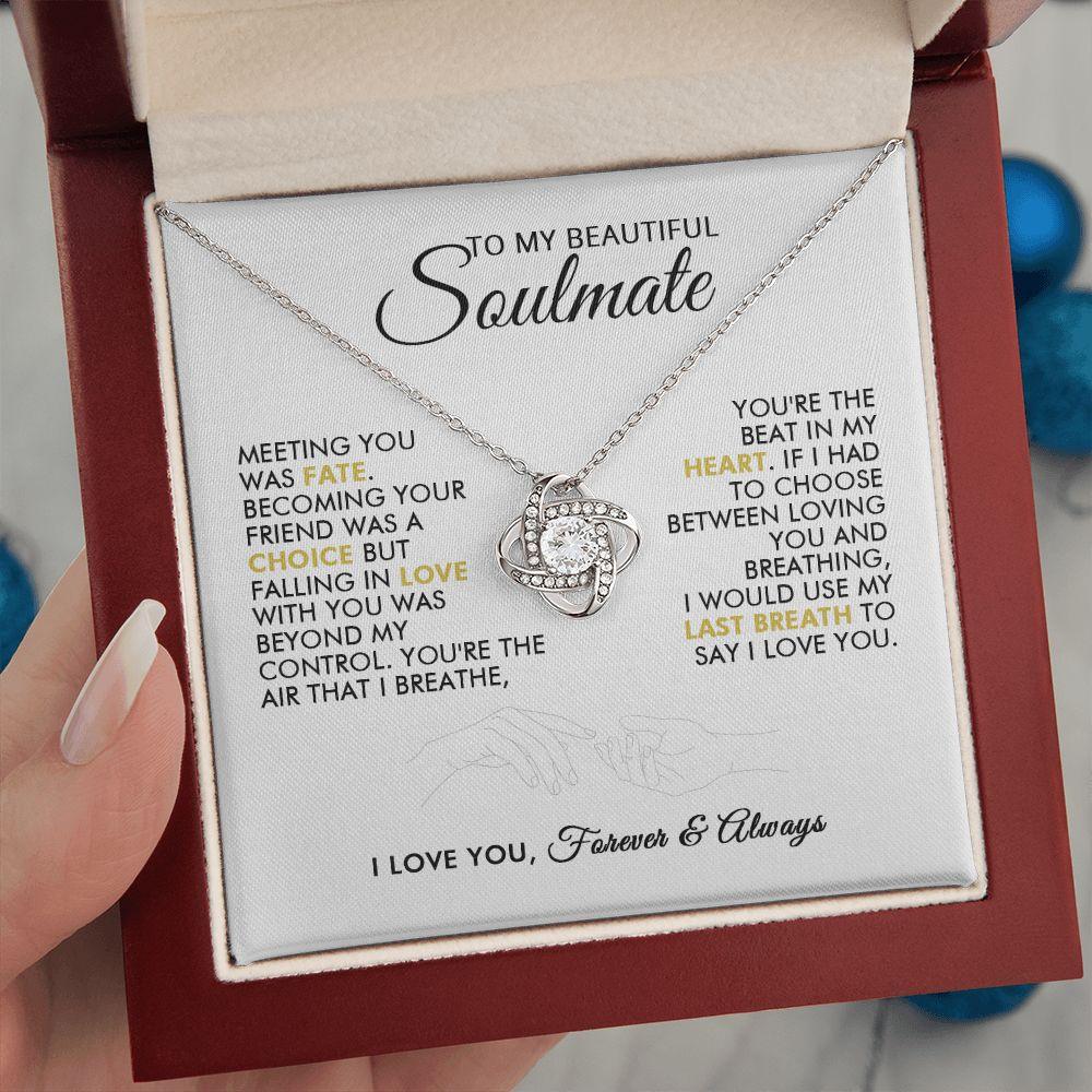 To My Beautiful Soulmate - Heartbeat - Love Knot Necklace - Everyoou