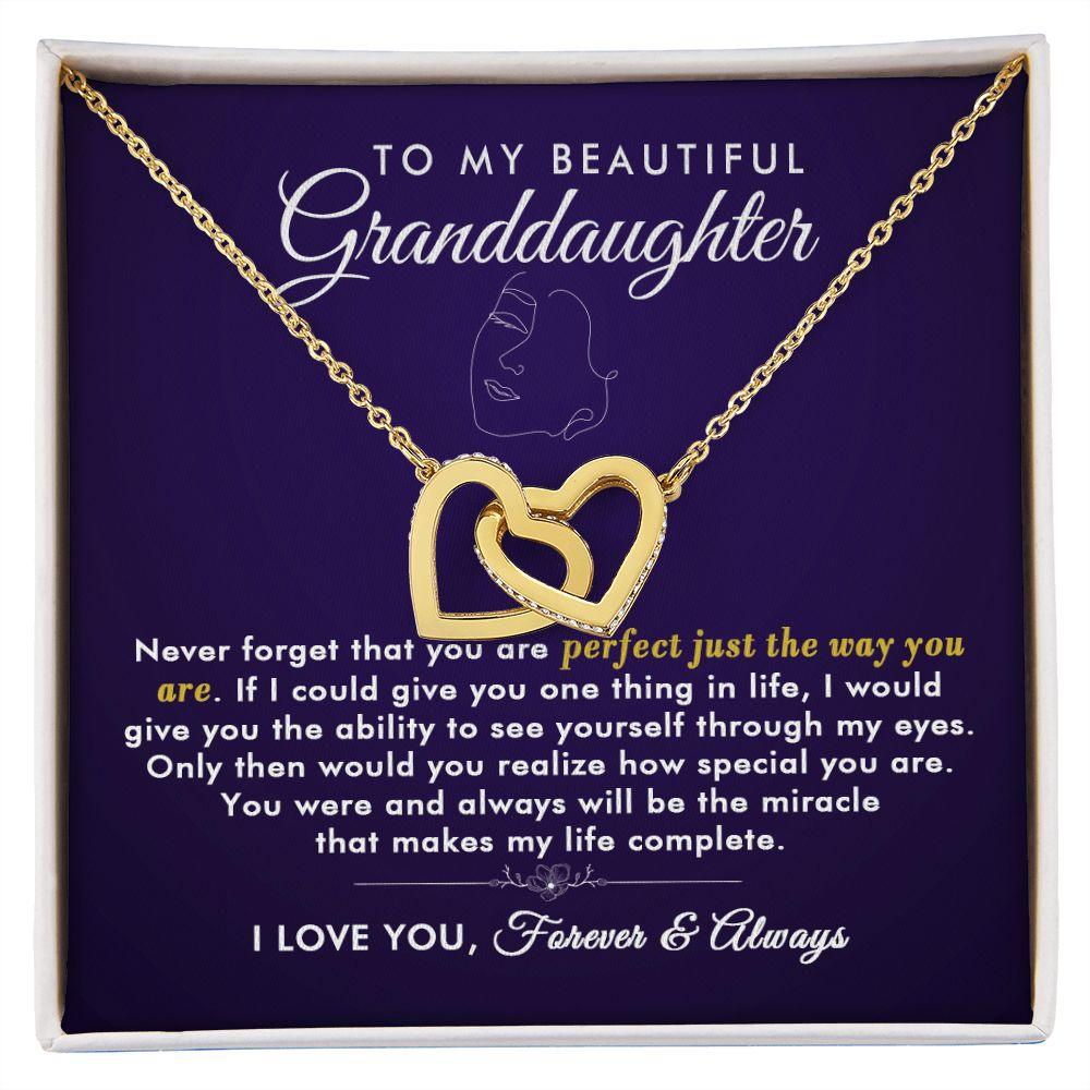 To My Beautiful Granddaughter - Perfect - Interlocking Hearts Necklace - Everyoou