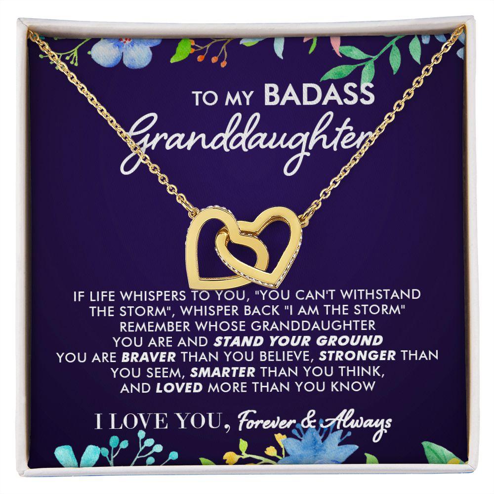 To My Badass Granddaughter - Blooming Storm - Interlocking Hearts Necklace - Everyoou