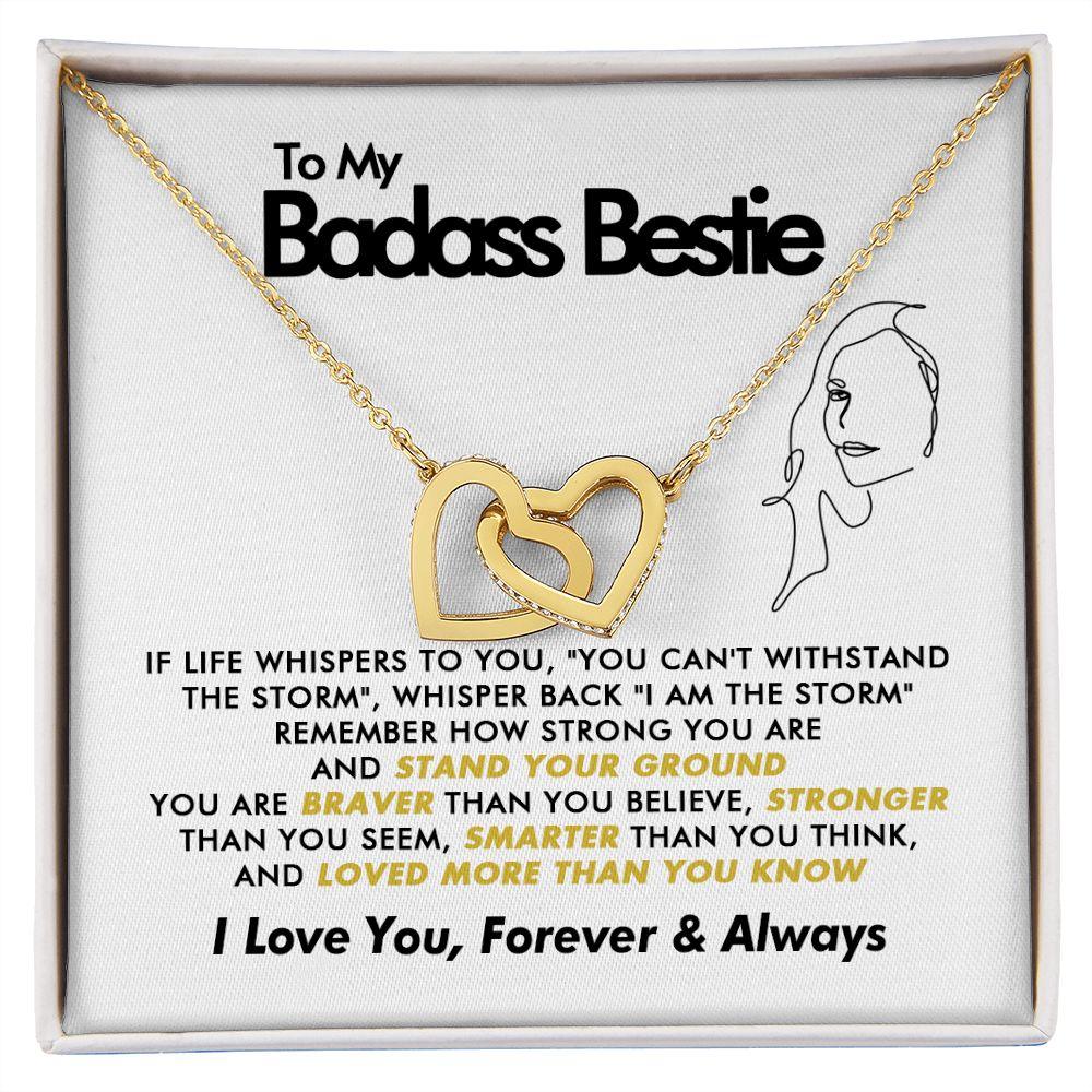To My Badass Bestie - Braver - Interlocking Hearts Necklace - Everyoou
