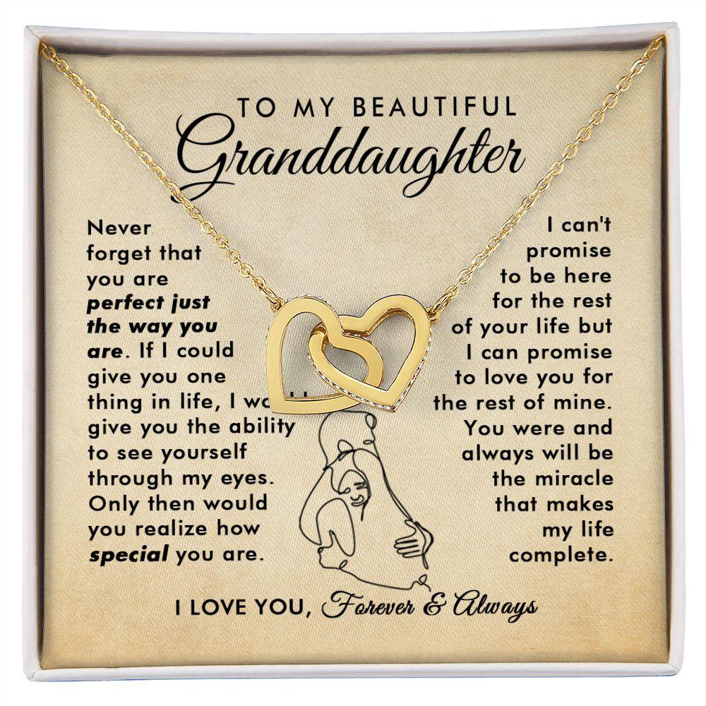 To My Beautiful Granddaughter - Rest Of My Life - Interlocking Hearts Necklace - Everyoou