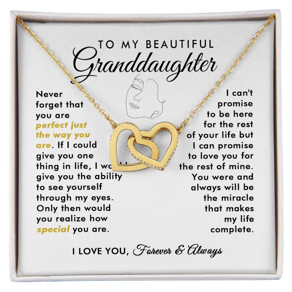 To My Beautiful Granddaughter - Never Forget - Interlocking Hearts Necklace - Everyoou