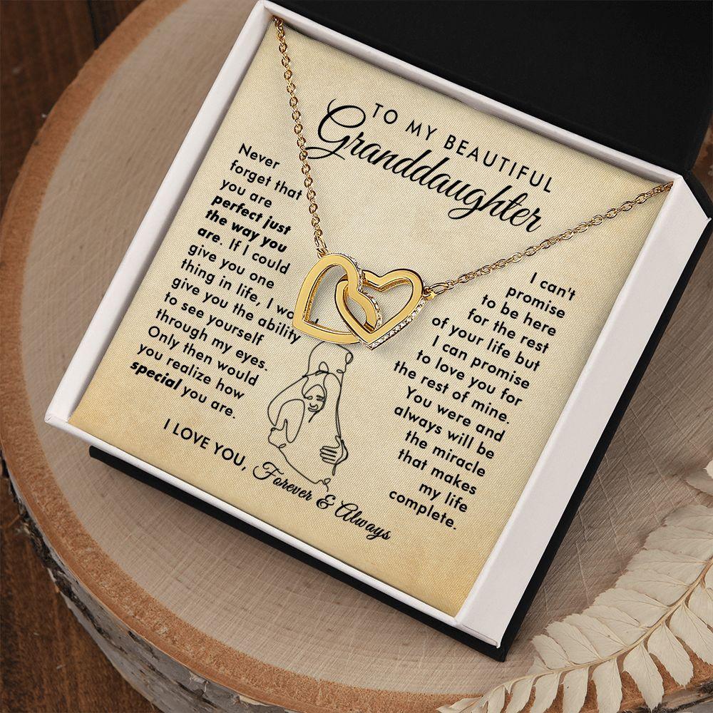 To My Beautiful Granddaughter - Rest Of My Life - Interlocking Hearts Necklace - Everyoou