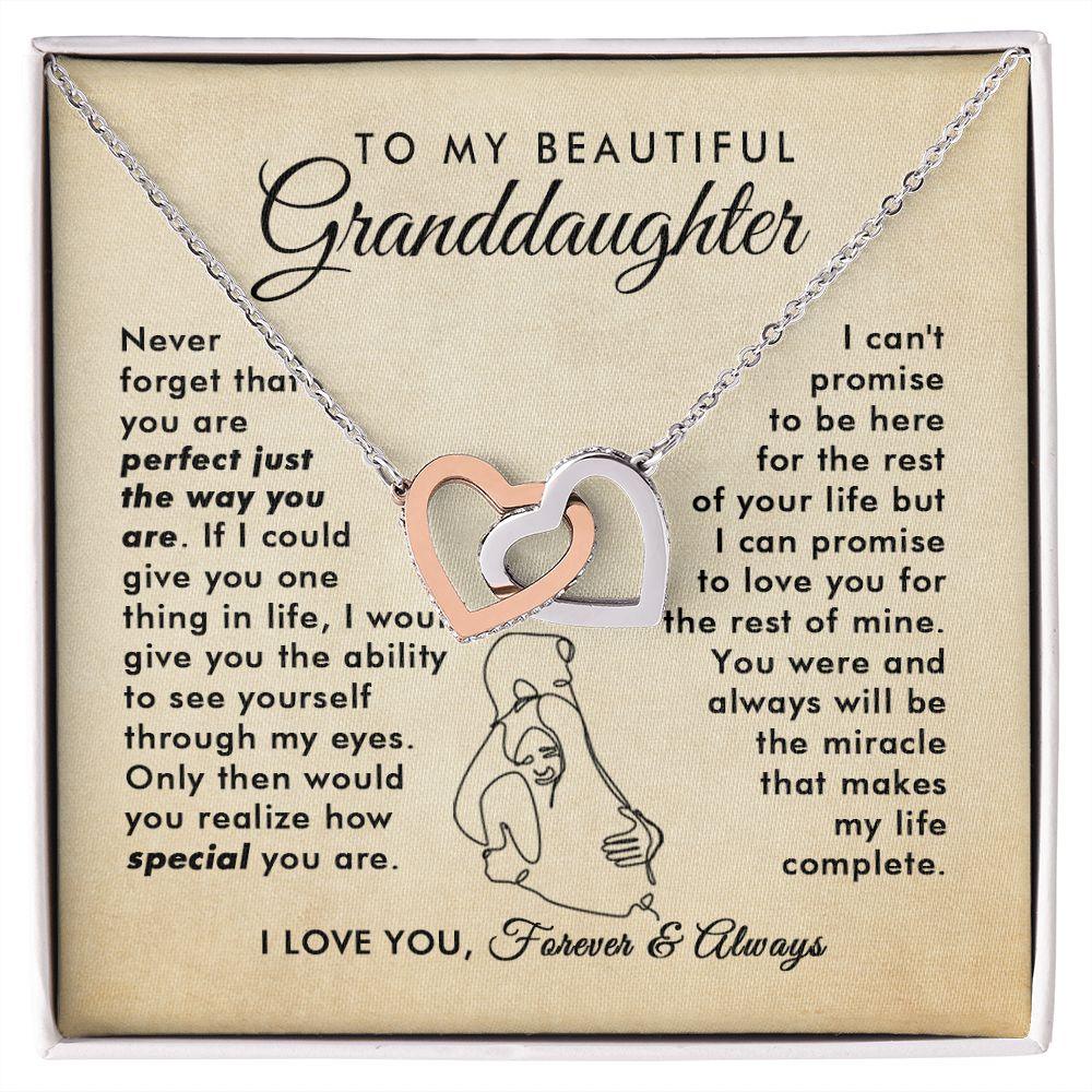 To My Beautiful Granddaughter - Rest Of My Life - Interlocking Hearts Necklace - Everyoou