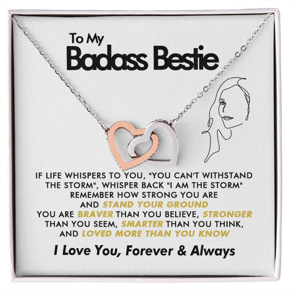 To My Badass Bestie - Braver - Interlocking Hearts Necklace - Everyoou