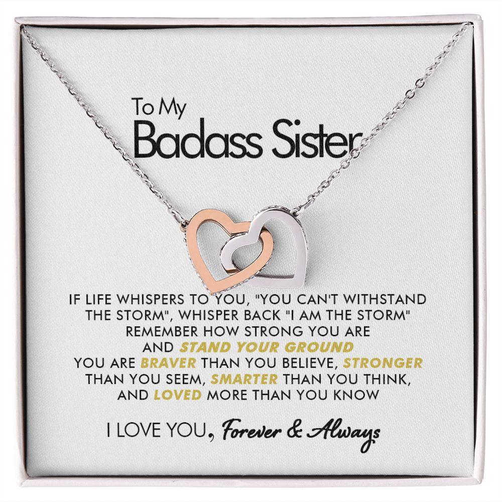 To My Badass Sister - Stand Your Ground - Interlocking Hearts Necklace - Everyoou