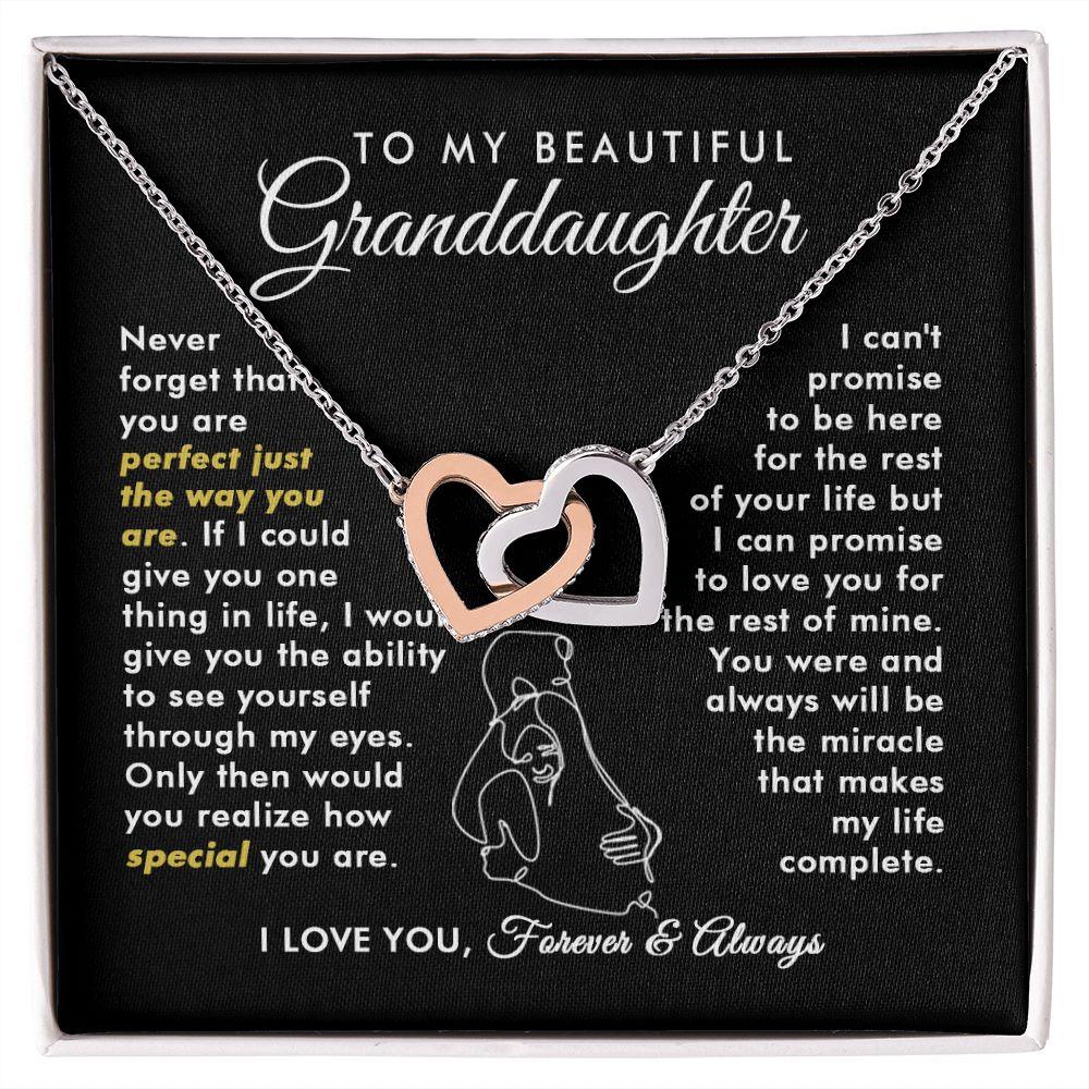 To My Beautiful Granddaughter - Promise - Interlocking Hearts Necklace - Everyoou