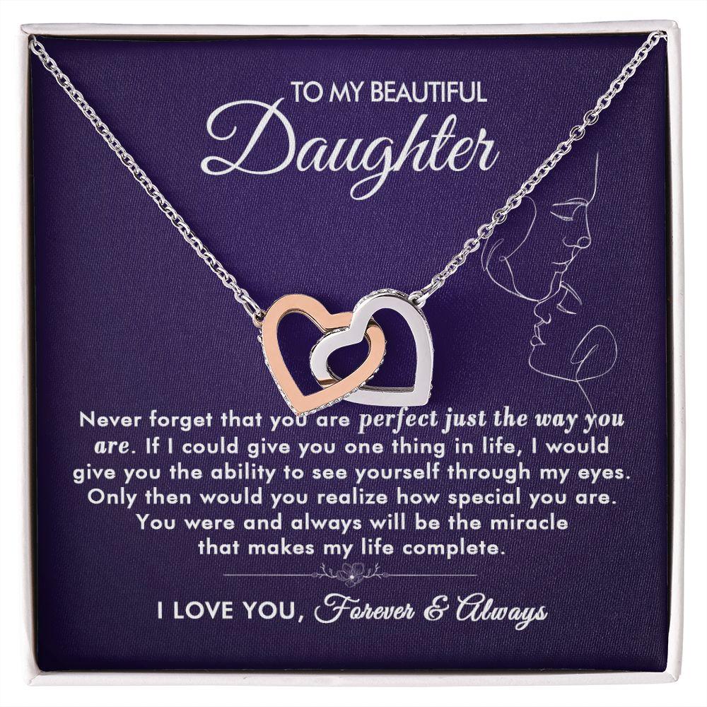 To My Beautiful Daughter - The Way You Are - Interlocking Hearts Necklace - Everyoou