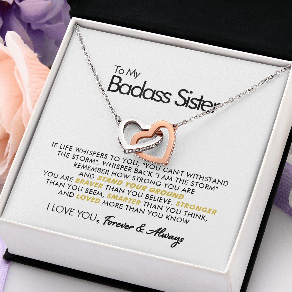 To My Badass Sister - Stand Your Ground - Interlocking Hearts Necklace - Everyoou