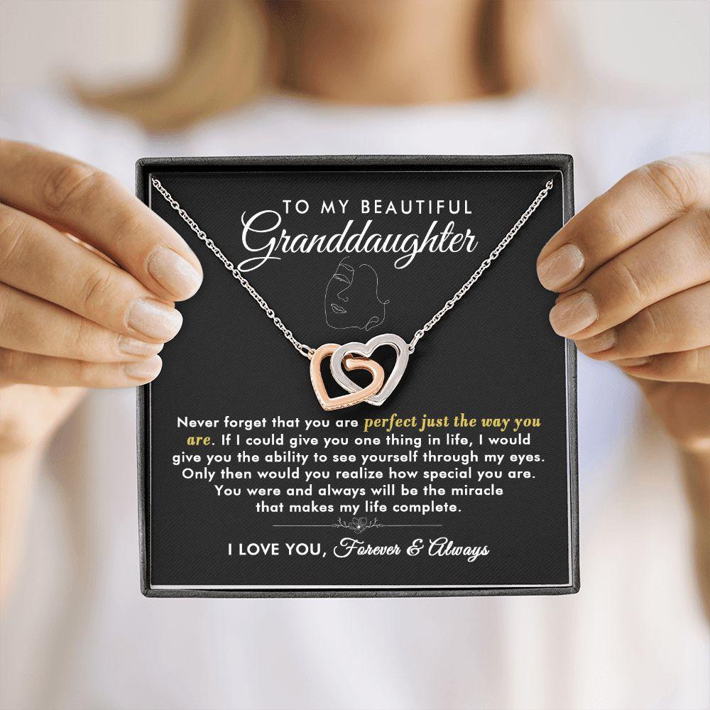 To My Beautiful Granddaughter - Just The Way You are - Interlocking Hearts Necklace - Everyoou