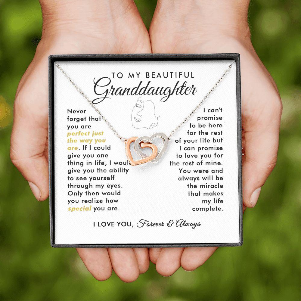 To My Beautiful Granddaughter - Never Forget - Interlocking Hearts Necklace - Everyoou