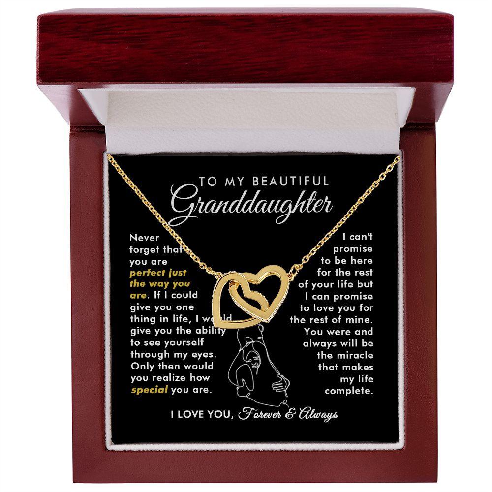 To My Beautiful Granddaughter - Promise - Interlocking Hearts Necklace - Everyoou