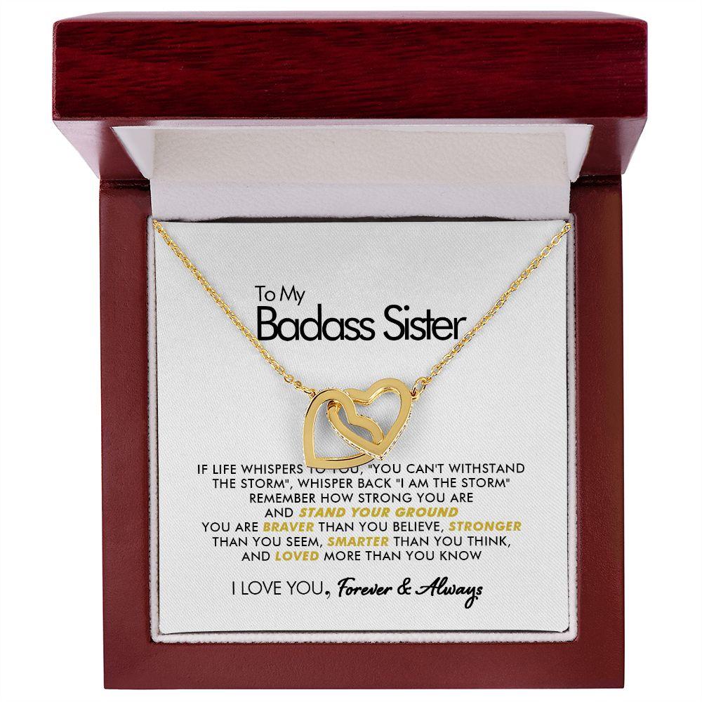 To My Badass Sister - Stand Your Ground - Interlocking Hearts Necklace - Everyoou