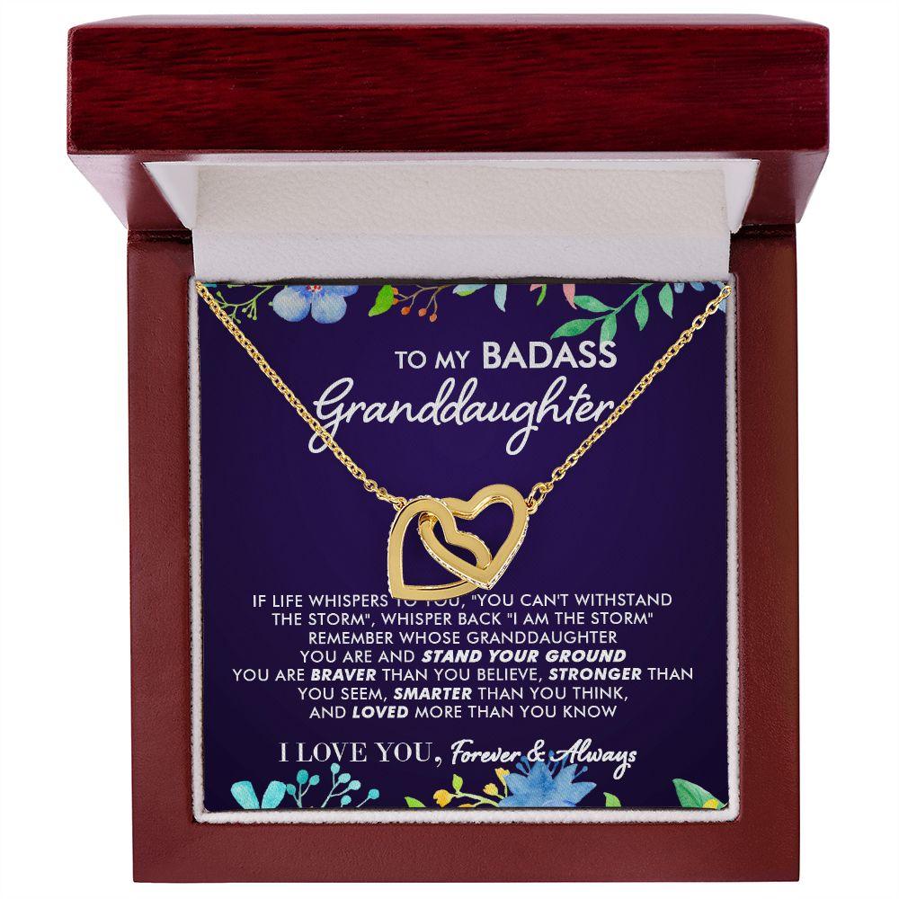 To My Badass Granddaughter - Blooming Storm - Interlocking Hearts Necklace - Everyoou