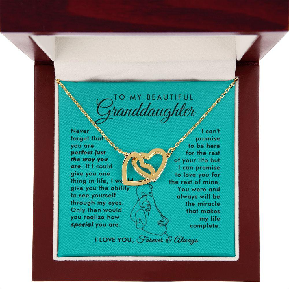 To My Beautiful Granddaughter - Miracle Of My Life - Interlocking Hearts Necklace - Everyoou
