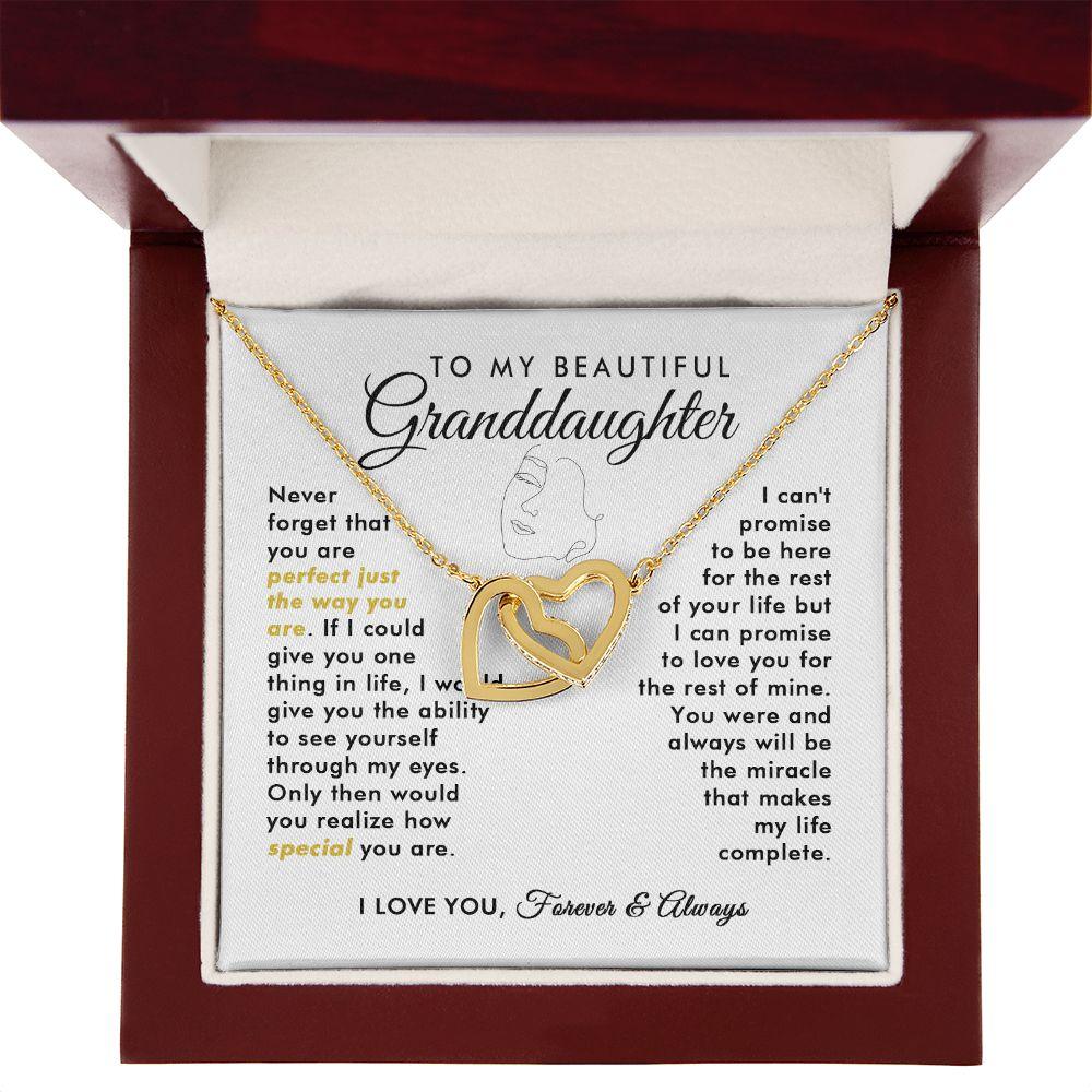 To My Beautiful Granddaughter - Never Forget - Interlocking Hearts Necklace - Everyoou