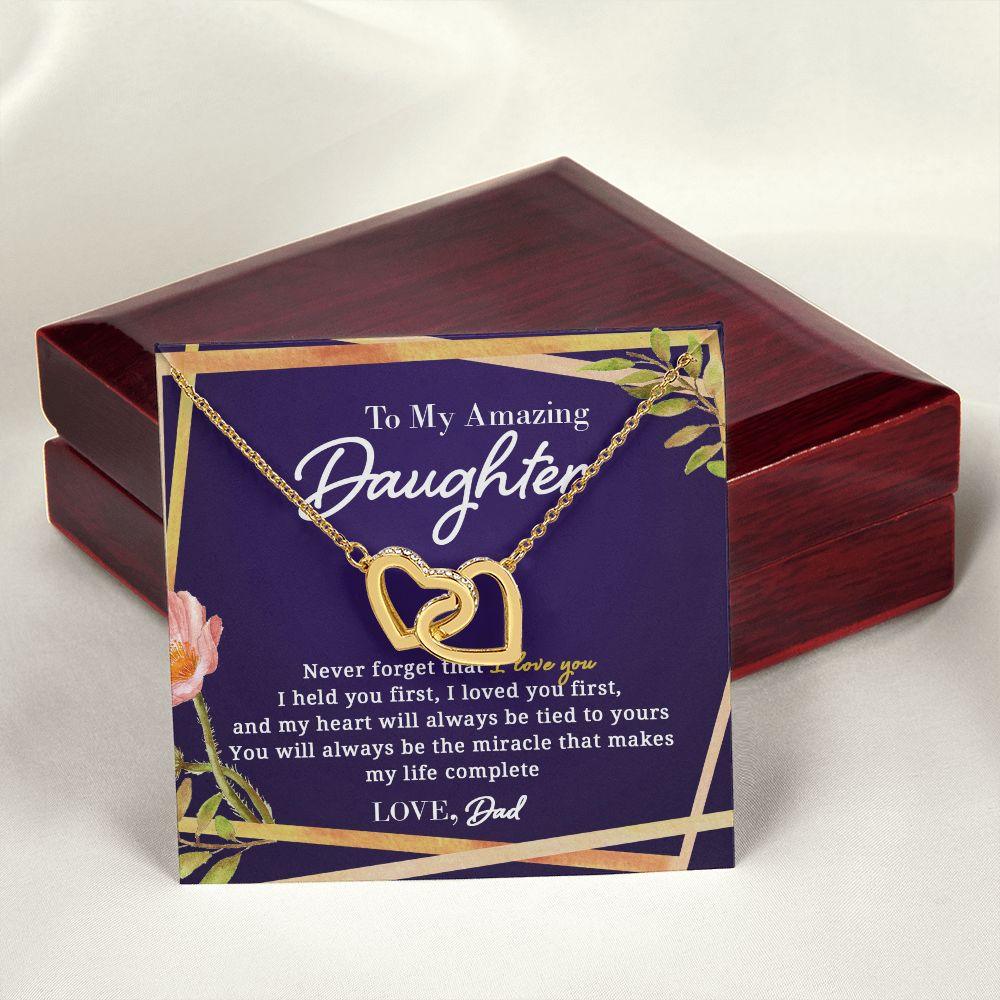 To My Amazing Daughter - Tied To You - Interlocking Hearts Necklace - Everyoou