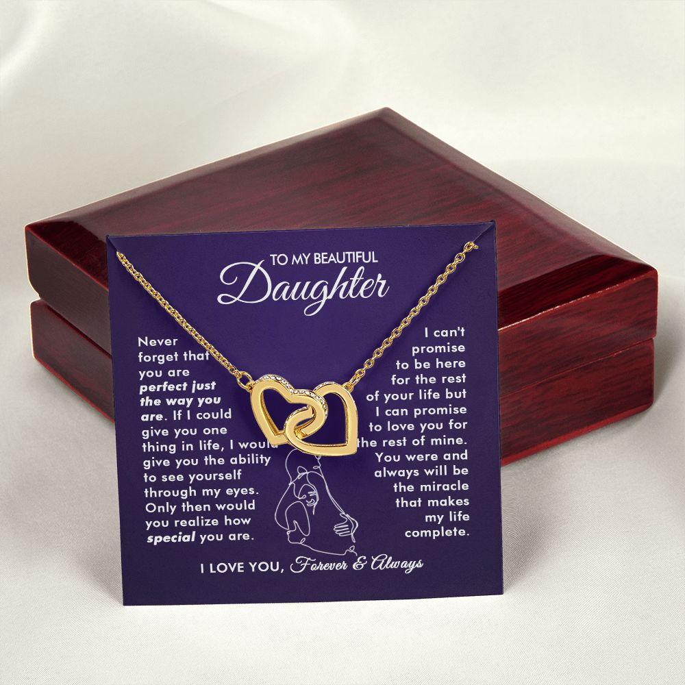 To My Beautiful Daughter - The Way You Are - Interlocking Hearts Necklace - Everyoou